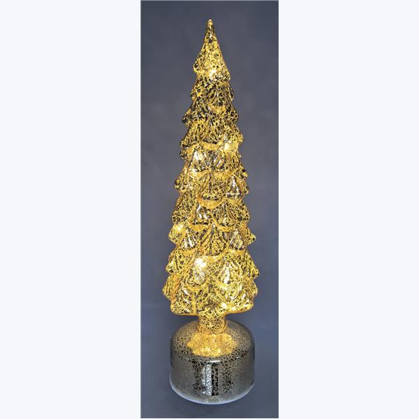 Gold Glass Tabletop LED Christmas Tree