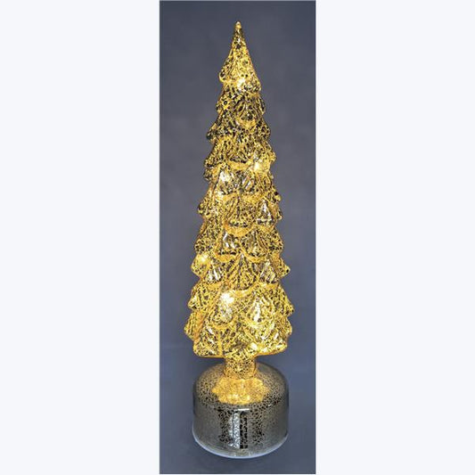 Gold Glass Tabletop LED Christmas Tree