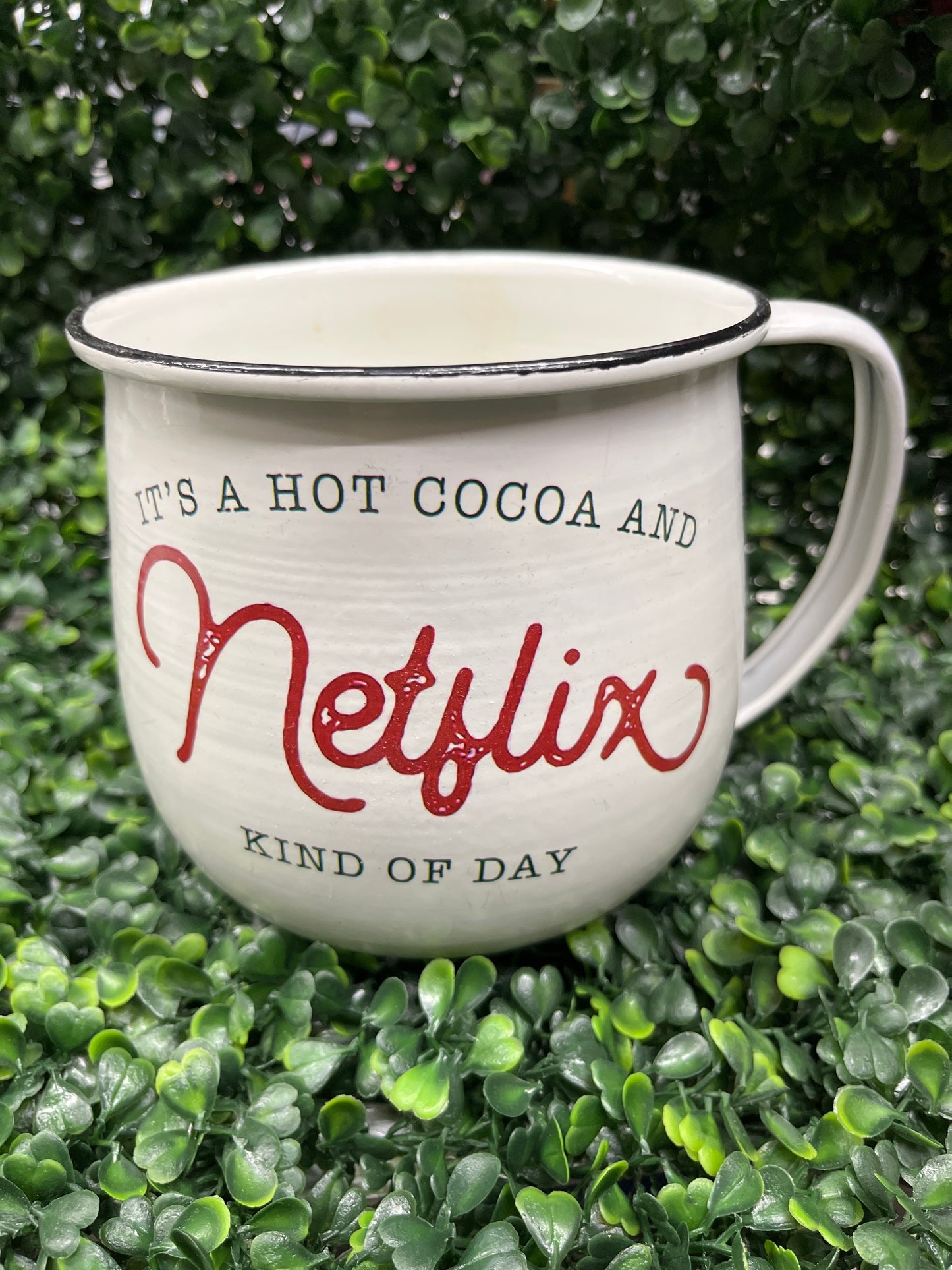 Large Metal Enamel Cocoa Mug