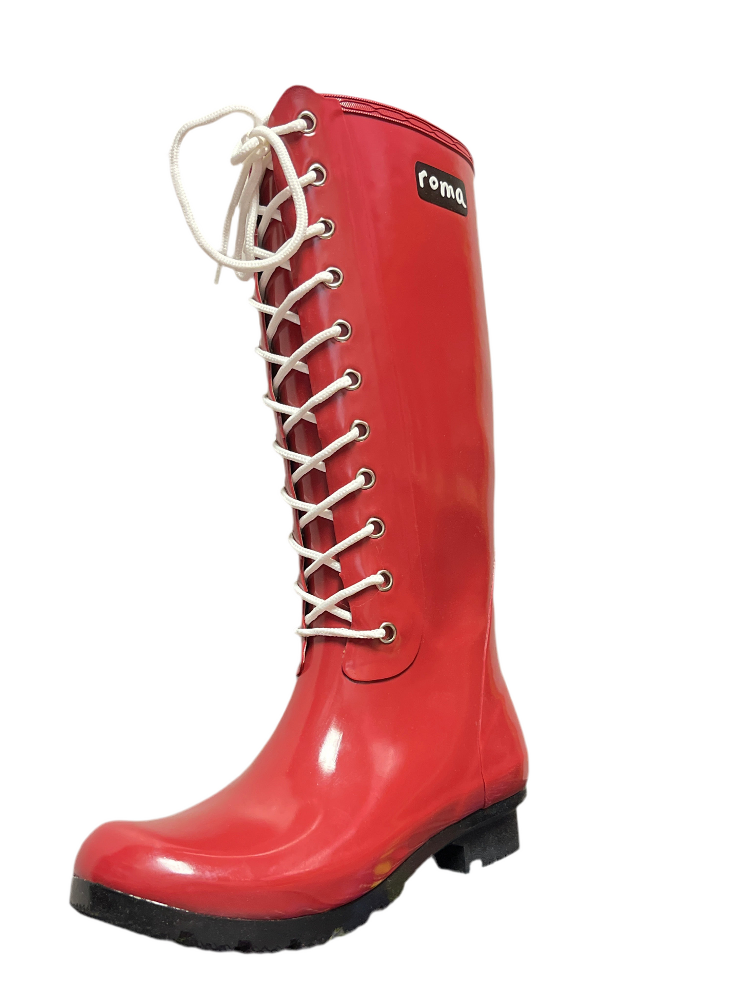 Roma Opinca Tall Lace-Up Rain Boot- Sadie Claret Red