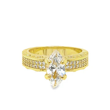 R.S. Covenant Gold Tone Marquise Cubic Zirconia Ring Style 6683