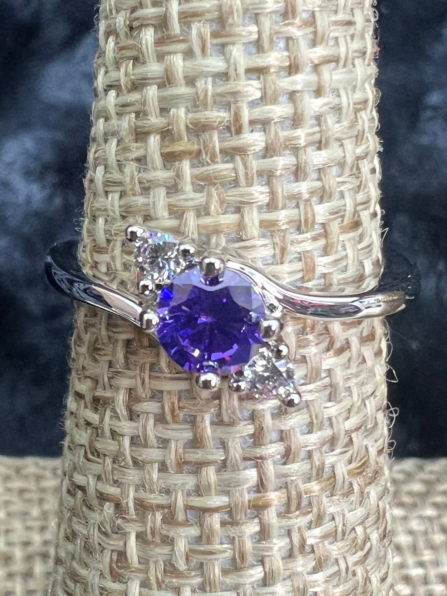R.S. Covenant Silver Round Cut Tanzanite Cubic Zirconia Ring Style 6671