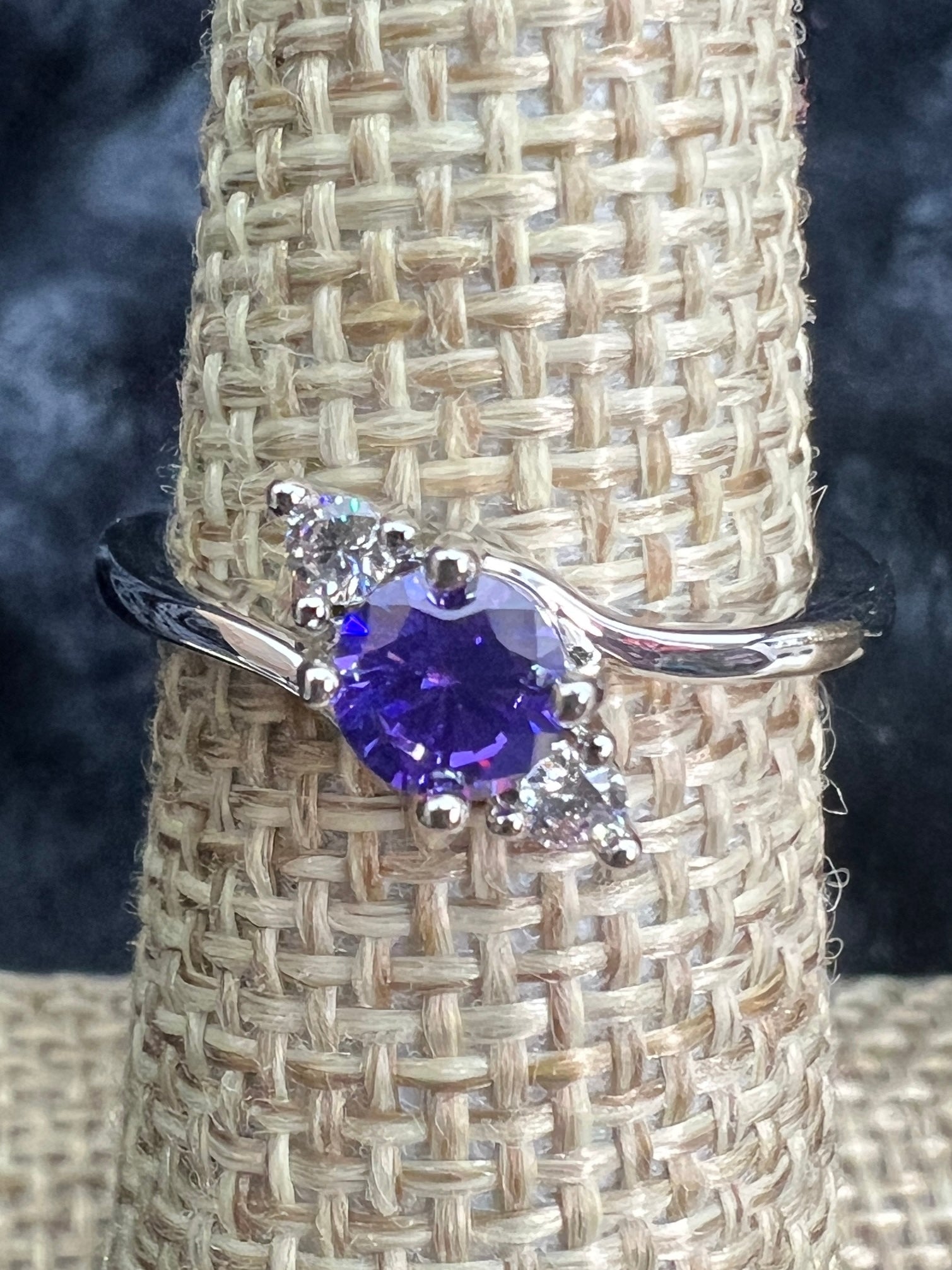 R.S. Covenant Silver Round Cut Tanzanite Cubic Zirconia Ring Style 6671
