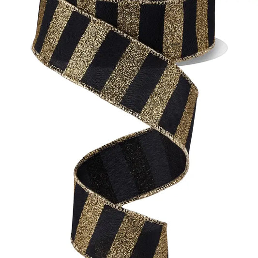 Black & Gold Horizontal Glitter Stripes