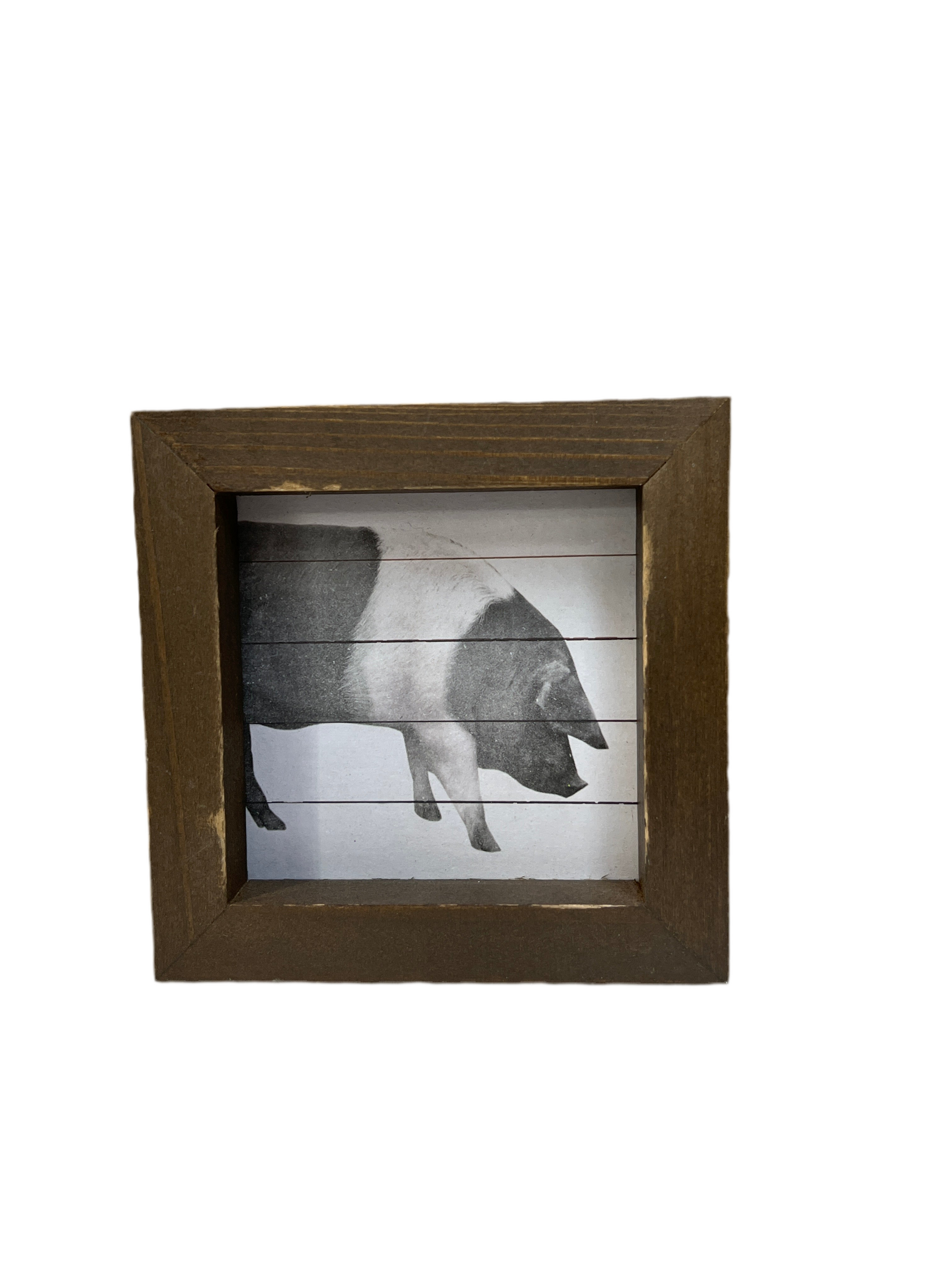 Small Faux Shiplap Wood Framed Pig Picture