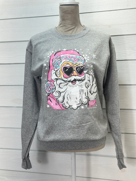 Southern Couture Disco Santa Sport Grey Crewneck