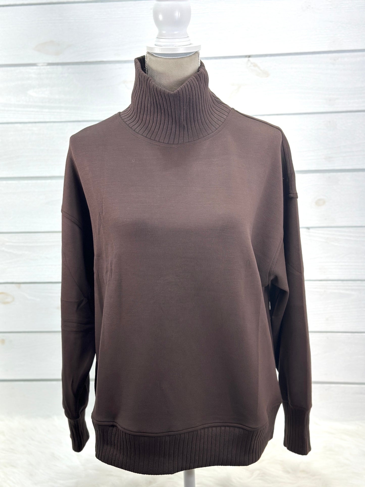 Rae Mode Modal Scuba Ribbed Mock Neck Pullover