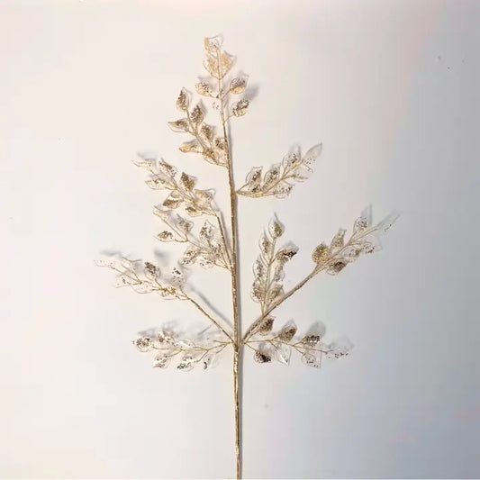 Elevated Acrylic Clear Leaf Glitz Spray - Champagne 20.5"