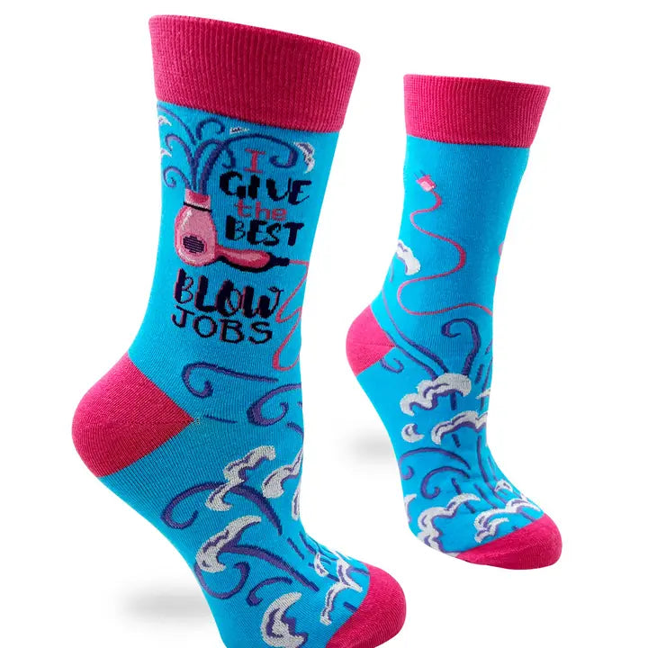 Funny Hairstylist I Give the Best Blow Jobs Women's Crew Socks