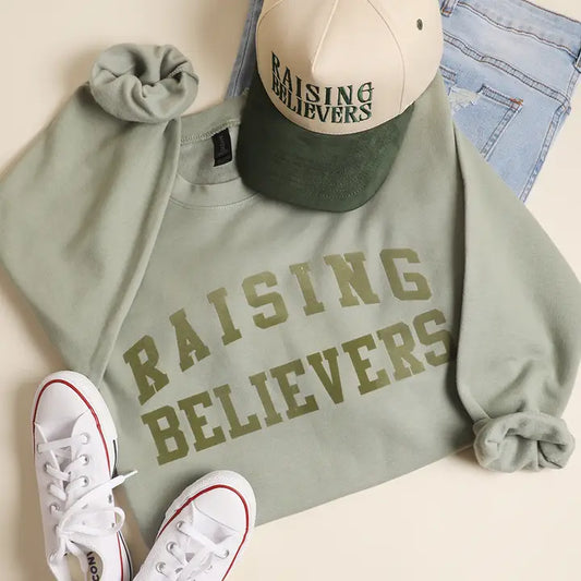 Raising Believers Crewneck Sweatshirt- Sage