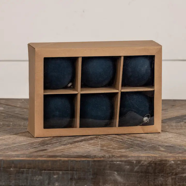 3.25" Deep Ocean Flocked Balls- Set of 6