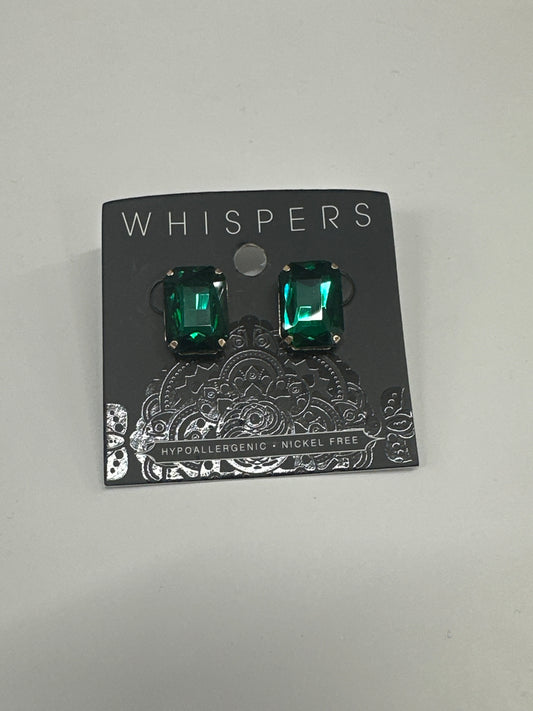 Whispers Green Octagon Jewel Earrings