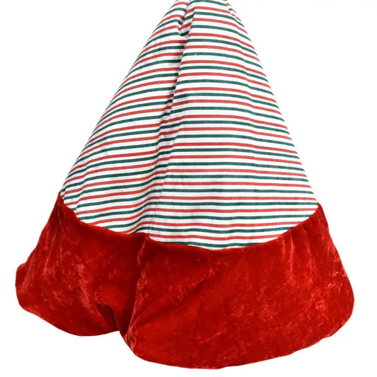 60" Round Green/Red/White Stripe Christmas Tree Skirt