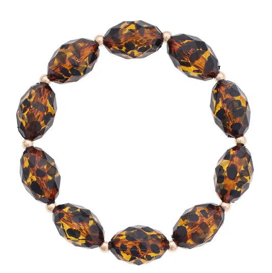 Canvas Leighton Beaded Stretch Bracelet in Tortoise