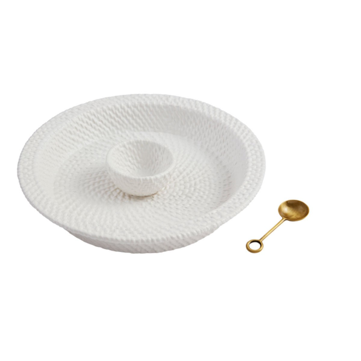 Mud Pie Woven Stoneware Chip & Dip Server Set