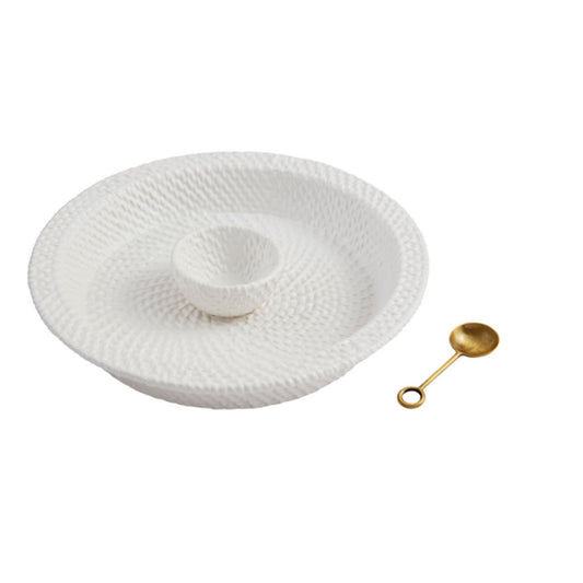 Mud Pie Woven Stoneware Chip & Dip Server Set