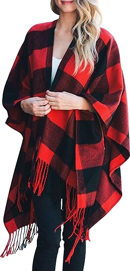 Red/ Black Buffalo Poncho