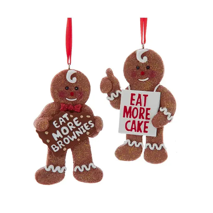 4" Resin Gingerbread "Eat More" Ornament