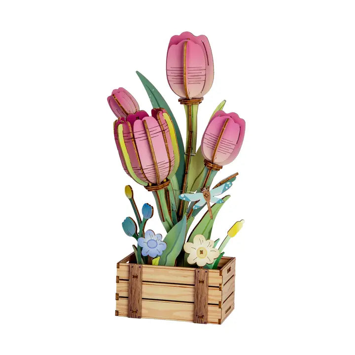 Diy Wooden Puzzle Kit -Flower Bloom Set
