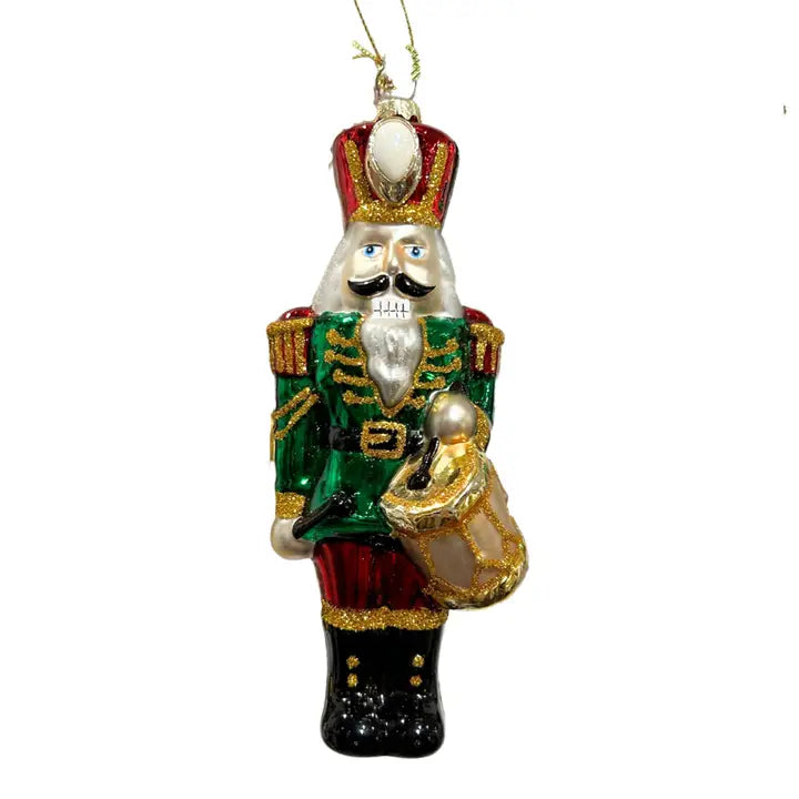 Red/Green Nutcracker Glass Ornament