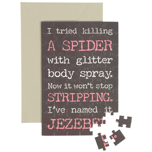 Spider With Glitter Spray Puzzle Card