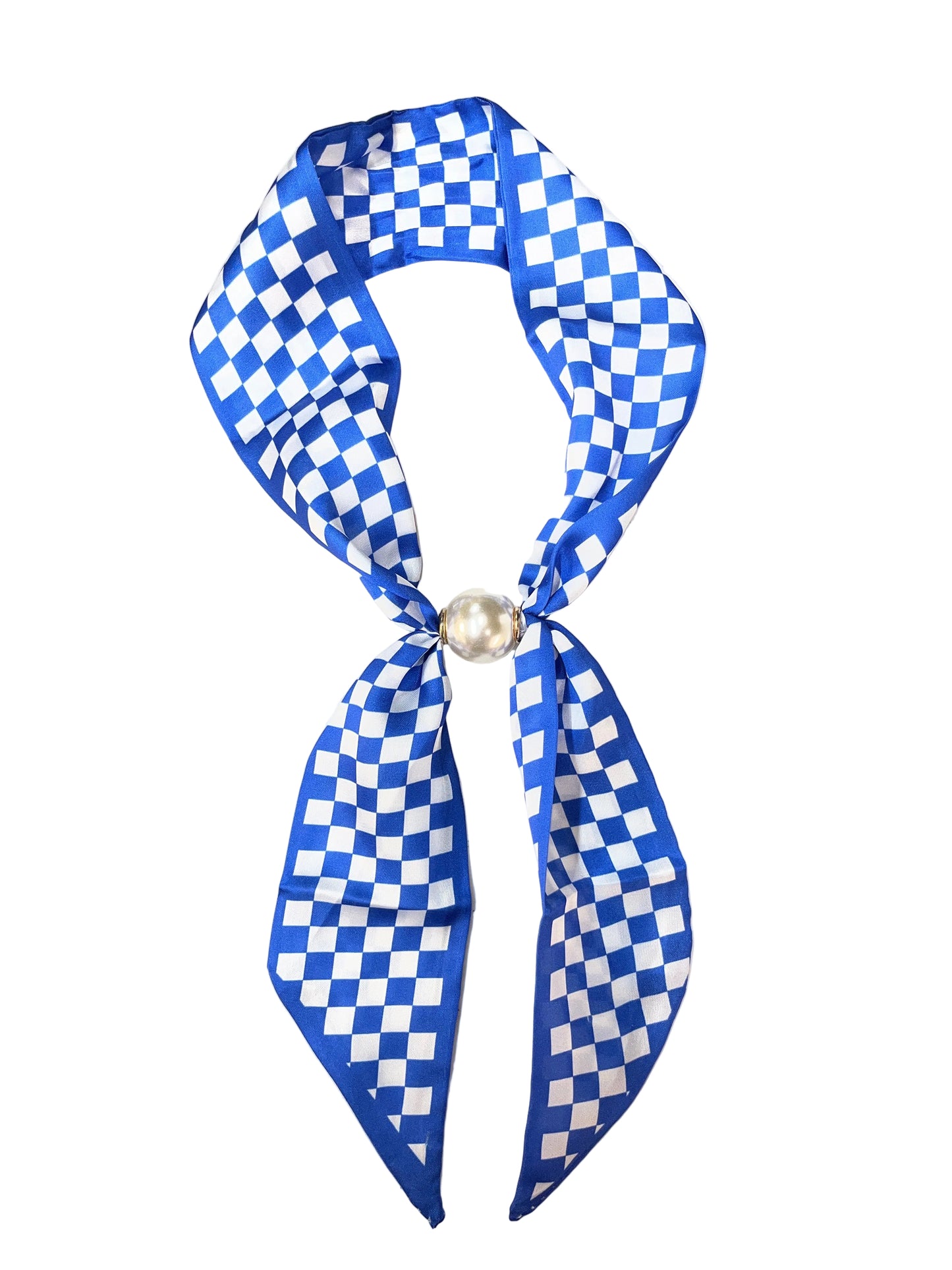Blue & White Checkered Magnetic Scarf