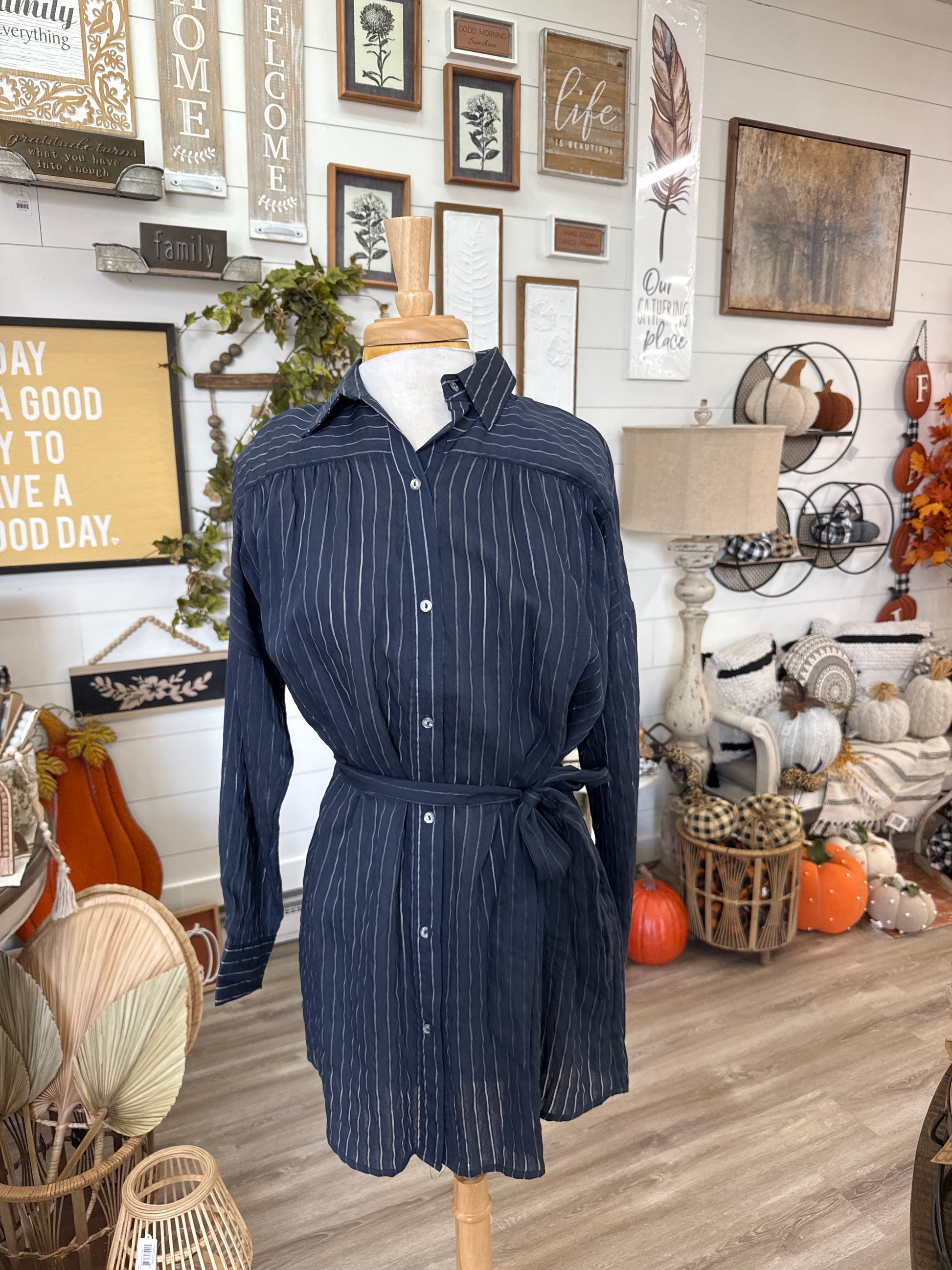 Navy Stripe Dress Shirt