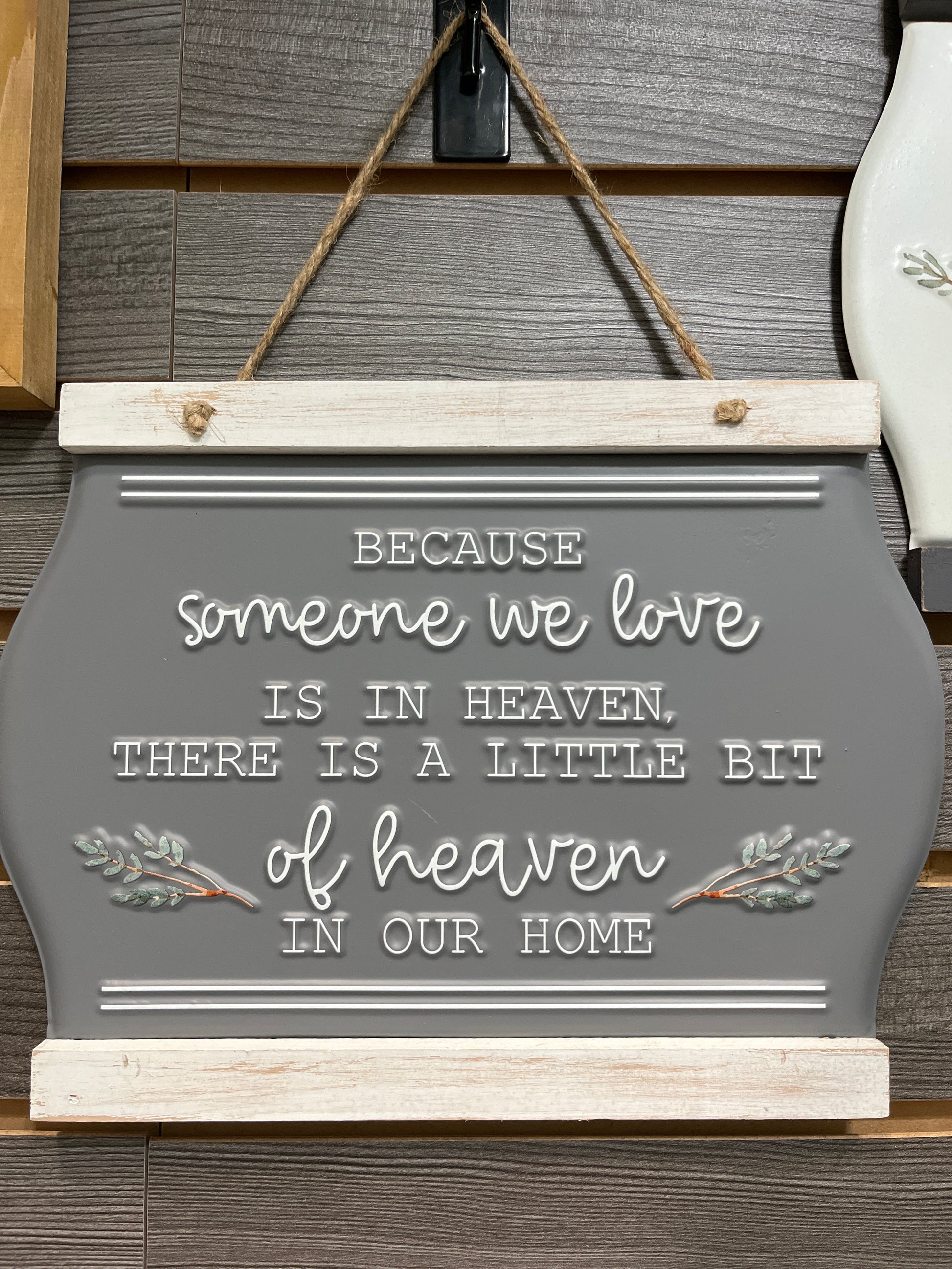 Wood & Metal Enamel Look Hanging Sign