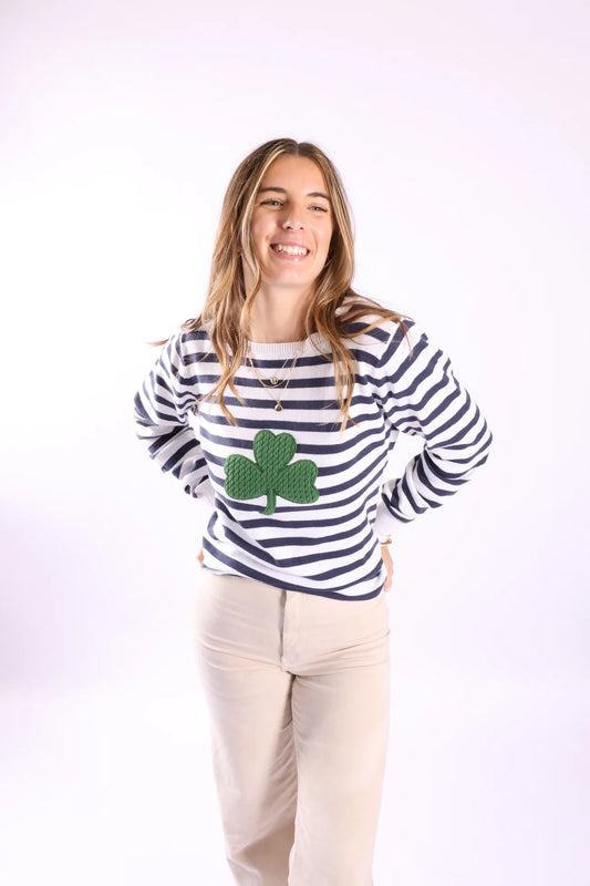 Lucky Stripe Shamrock Sweater