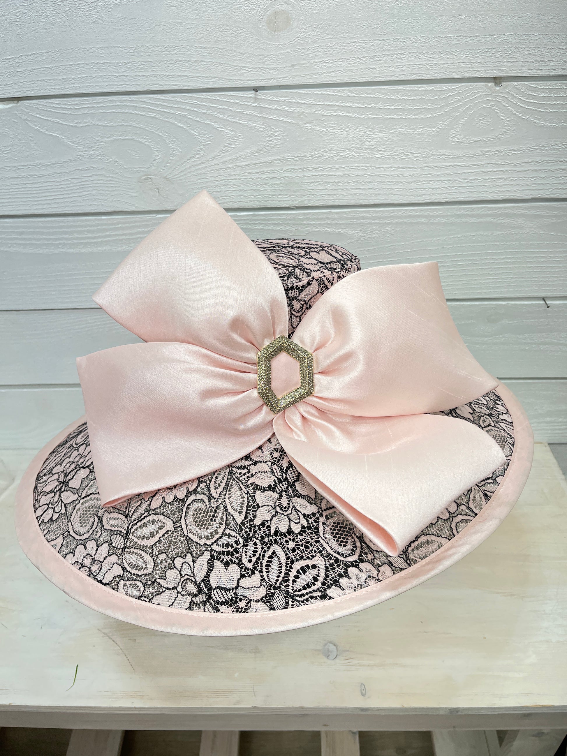 Light Pink & Black Derby Hat