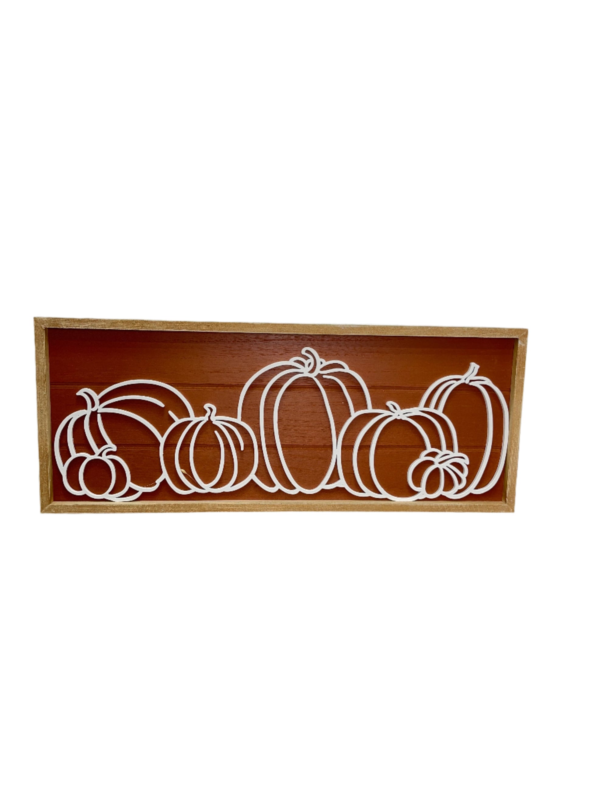 White 3D Cutout Pumpkins Orange Sign