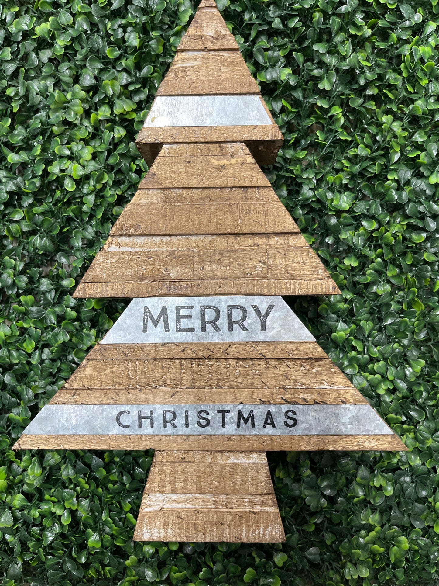 Merry Christmas Wood Tree Block