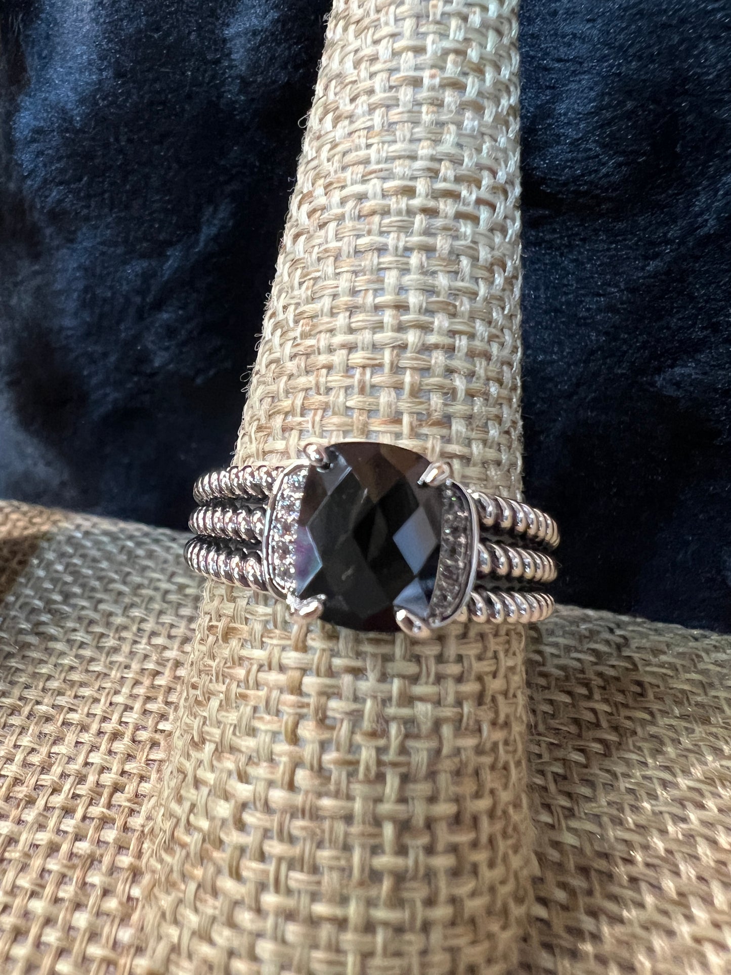 R.S. Covenant Black and Cubic Zirconia With Rope Style Ring Band Style 6046