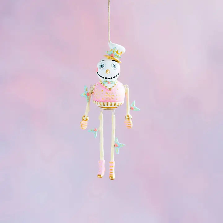 Glitterville Gold & Blush Holly Jolly Snowman Ornament