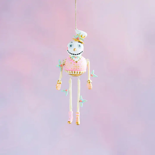 Glitterville Gold & Blush Holly Jolly Snowman Ornament