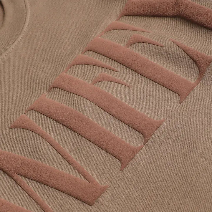 Wifey Graphic Puff Crewneck Sweatshirt- Brown Savana