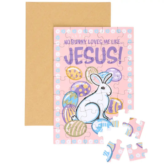 No Bunny Loves Me Like Jesus Easter Puzzle Card
