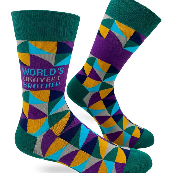 World's Okayest Brother Men's Novelty Crew Socks