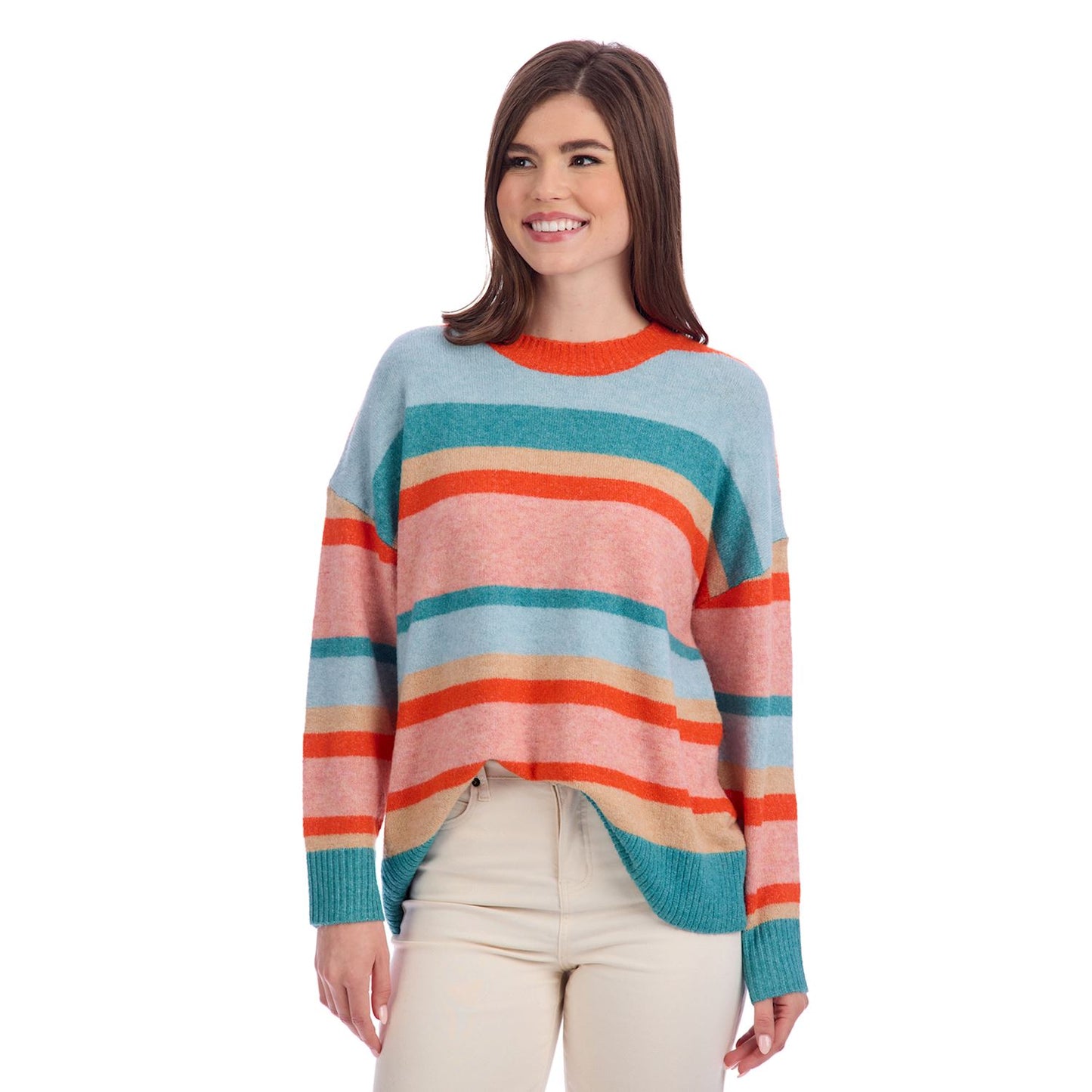 Mud Pie Orange & Blue Sylas Striped Sweater