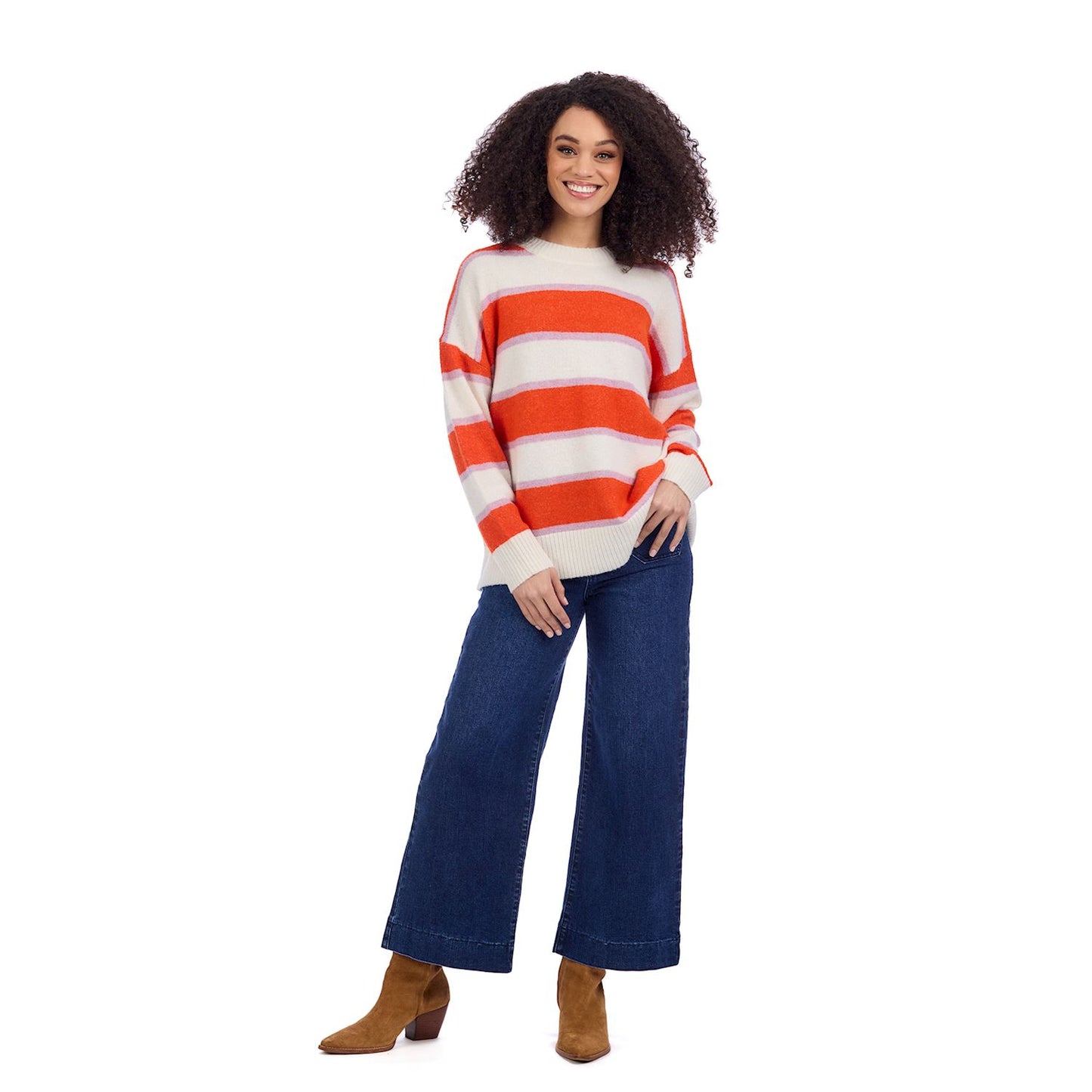 Mud Pie Orange & Cream Sylas Striped Sweater
