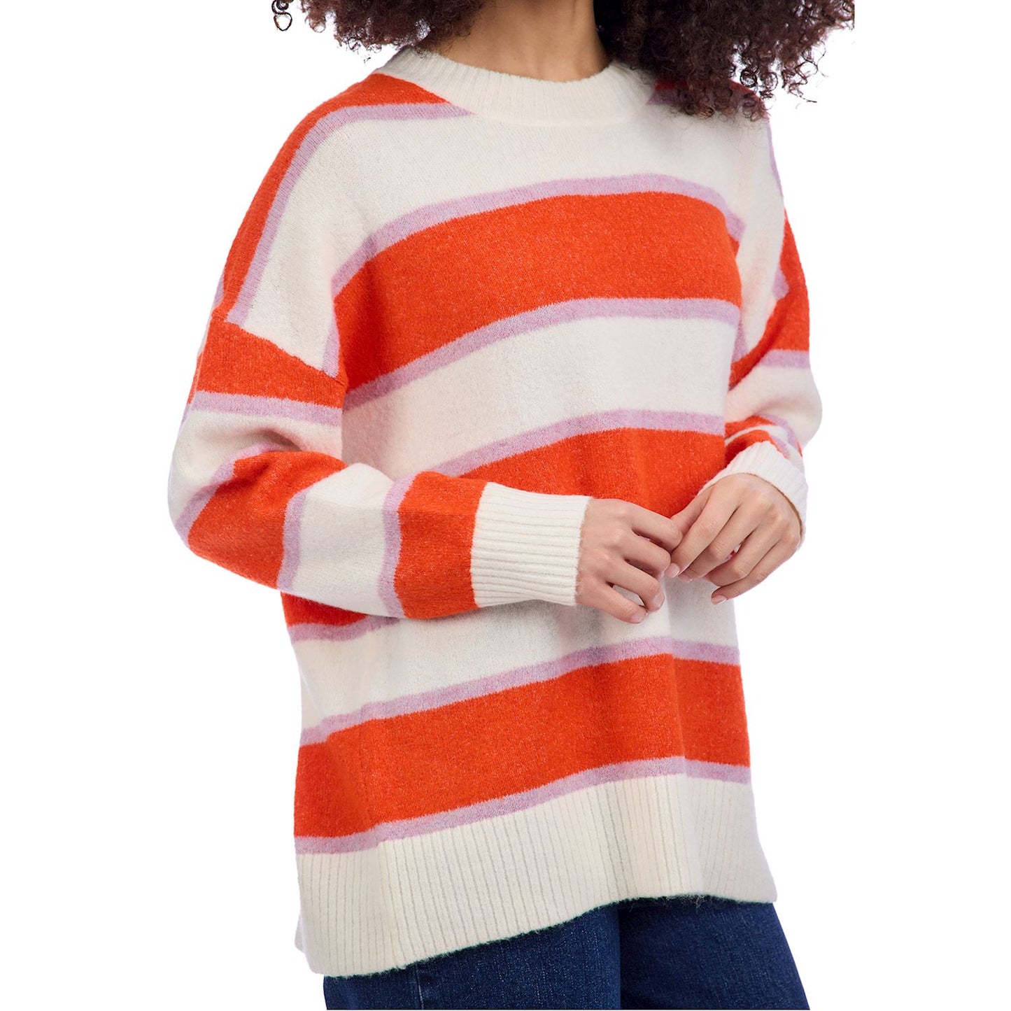 Mud Pie Orange & Cream Sylas Striped Sweater