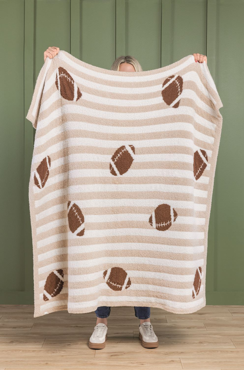 Mud Pie Tailgate Football Chenille Blanket