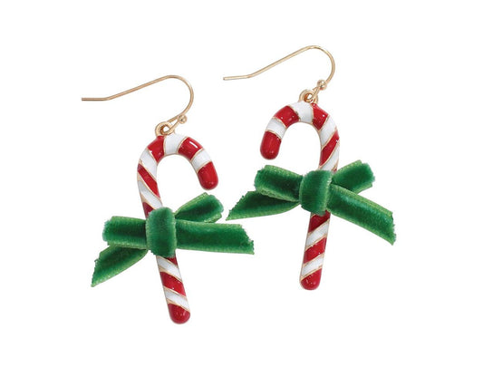 Candy Cane Velvet Bows Earrings