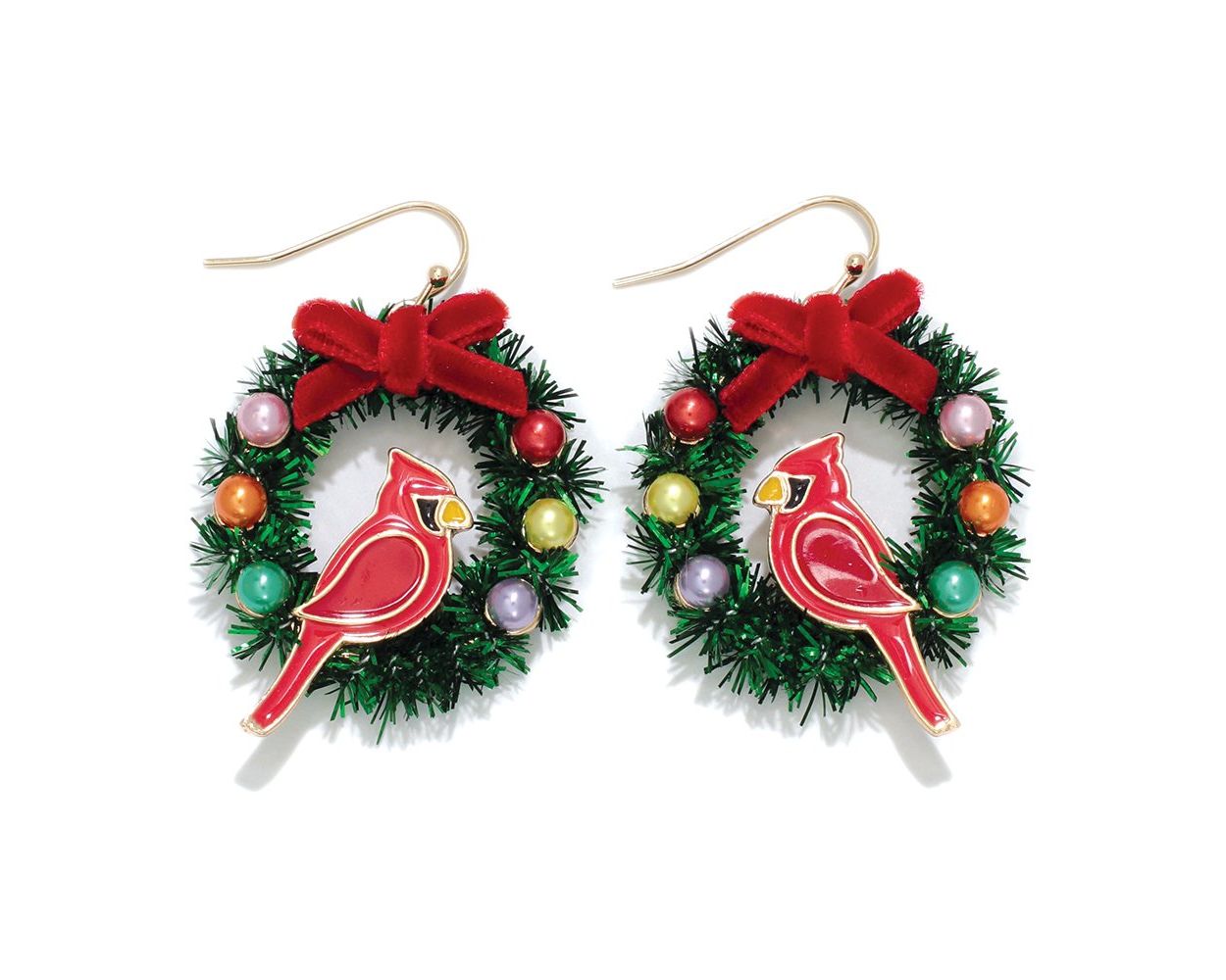 Wreath With Cardinal Earrings