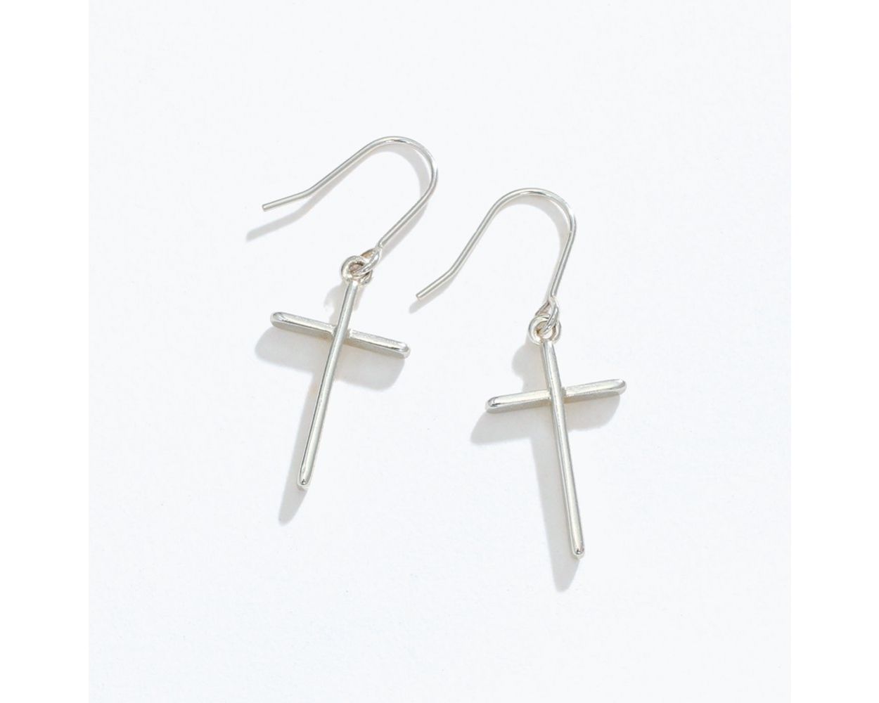 Periwinkle Silver Cross Earrings
