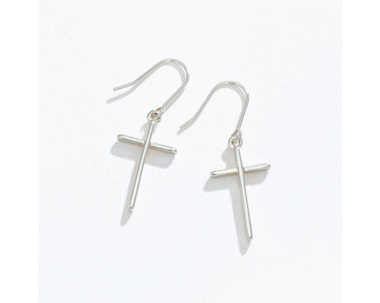 Periwinkle Silver Cross Earrings