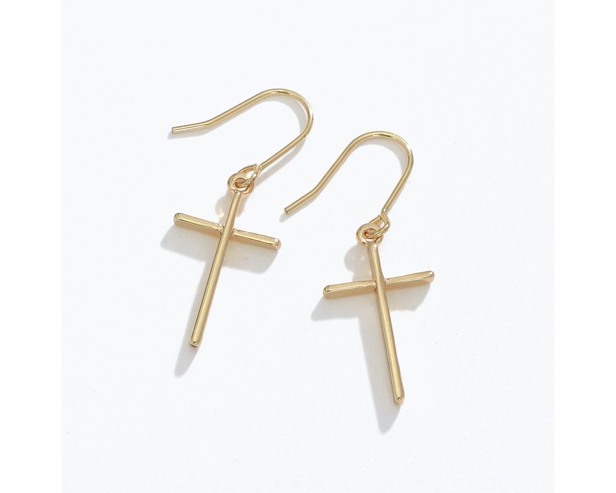 Periwinkle Gold Cross Earrings