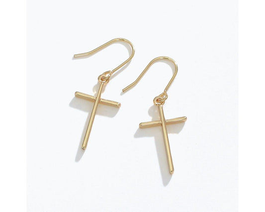 Periwinkle Gold Cross Earrings