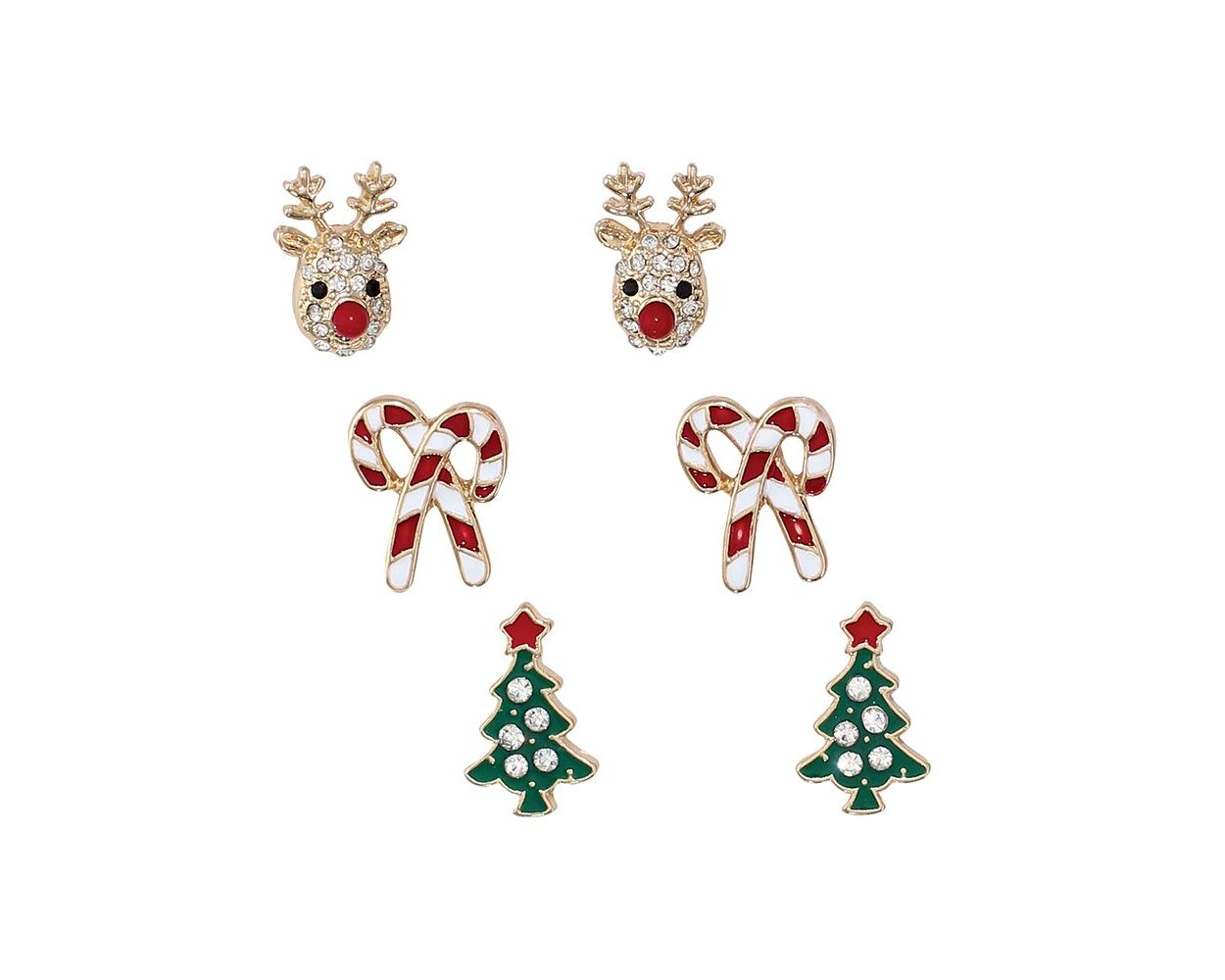 Rudolph, Trees & Candy Canes Trio Earrings