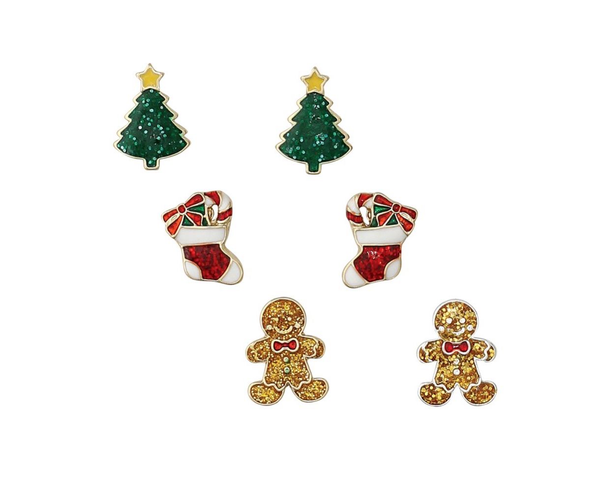 Trees, Stockings and Gingerbread Trio Earrings